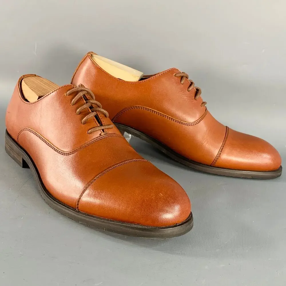 FRYE Size 8.5 Tan Leather Cap Toe Oxford Lace-Up Shoes